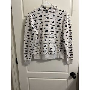 Champion Hoodie Kids Large Gray Heathered Long‎ Sleeve Spell Out Pullover Pocket